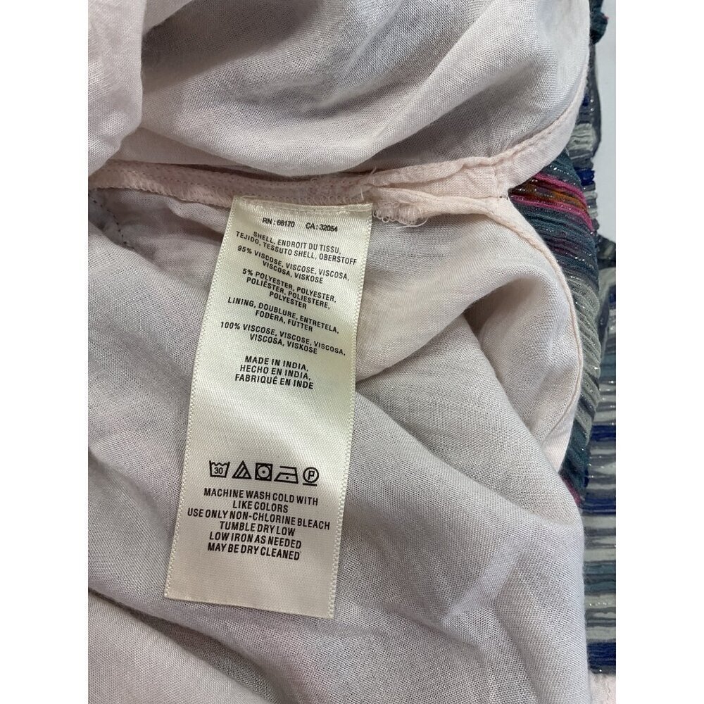 Meadow Rue By Anthropologie Tiered Maxi Dress Multicolor Silver Thread Size 10 - Picture 8 of 9